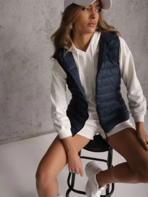 Granatowa Przejściowa Kamizelka z Pikowaniem i Kapturem Neatwenna jstyle