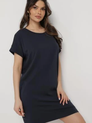 Granatowa Pudełkowa Sukienka T-shirtowa o Krótkim Kroju Orlella glo-story