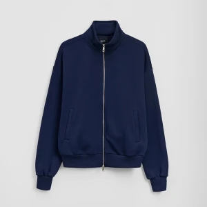 Granatowa rozpinana bluza ze stójką loose fit basic House