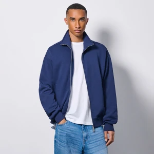 Granatowa rozpinana bluza ze stójką loose fit basic House