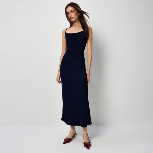 Granatowa sukienka maxi bodycone na ramiączkach House