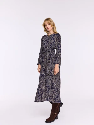 Granatowa sukienka midi w orientalne wzory TARANKO