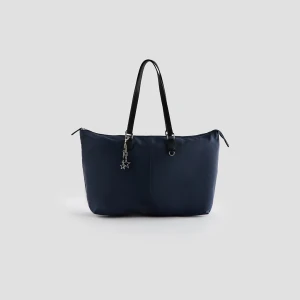 Granatowa torba shopper z brelokiem House