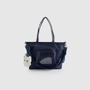 Granatowa torba shopper z brelokiem i portfelikiem House