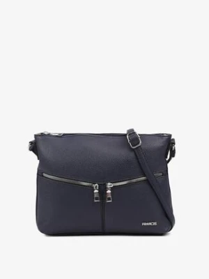 Granatowa Torebka z Regulowanym Paskiem i Ozdobnymi Suwakami Malarelle francis