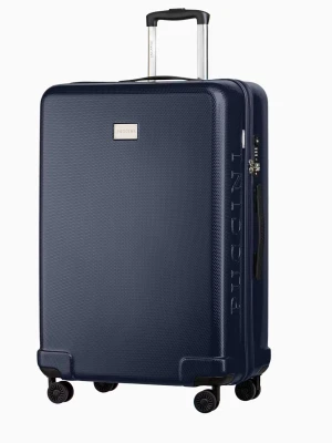 Granatowa twarda walizka duża o strukturze plastra miodu Puccini