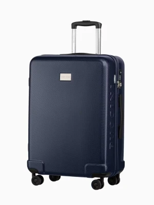 Granatowa twarda walizka średnia o strukturze plastra miodu Puccini