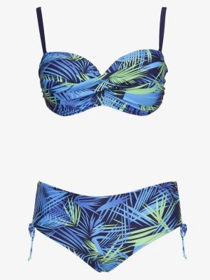 Granatowe Bikini Dwuczęściowe Usztywniany Biustonosz Majtki Figi Seteria