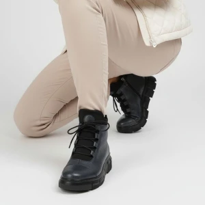 Granatowe Botki Armodo Modne Obuwie Damskie