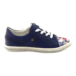 Granatowe buty dziewczęce w kwiatki 85524 Bartek niebieskie