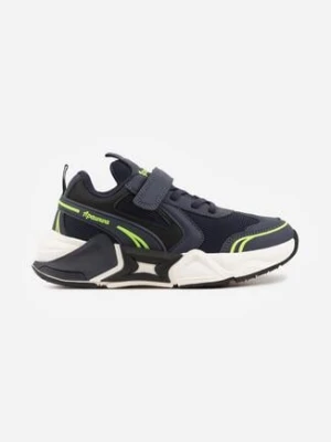 Granatowe Buty Sportowe Sneakersy z Geometrycznym Motywem Hythia