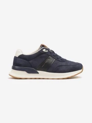 Granatowe Buty Sportowe Sneakersy z Ozdobnym Napisem Zaliadne