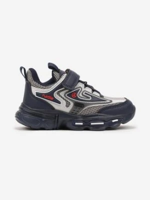 Granatowe Buty Sportowe Sneakersy ze Skórzaną Wkładką i Rzepem Nonadrae