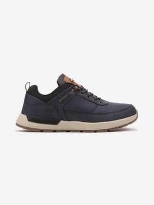 Granatowe Buty Sportowe w Trekkingowym Stylu na Grubej Podeszwie Vilobria