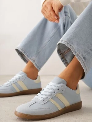 Niebieskie Casualowe Sneakersy na Płaskiej Podeszwie z Paskami Jereria gowin