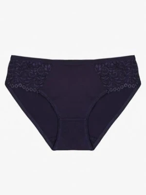 Granatowe Gładkie Majtki Figi z Bawełny Venessila