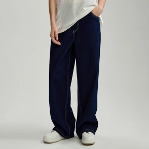 Granatowe jeansy baggy fit z niskim stanem House