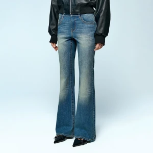 Granatowe jeansy dzwony z niskim stanem bootcut House