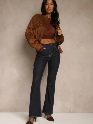 Granatowe Jeansy Flare High Waist Salinnava Milas91