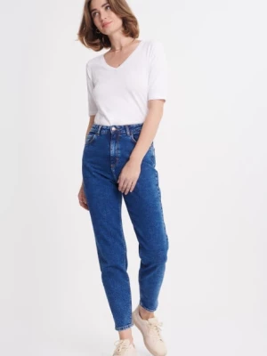 Granatowe jeansy mom fit