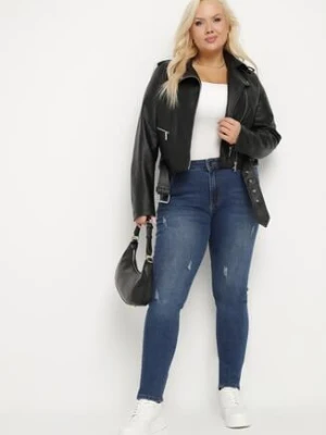Granatowe Jeansy o Dopasowanym Fasonie Korali b.s.jeans