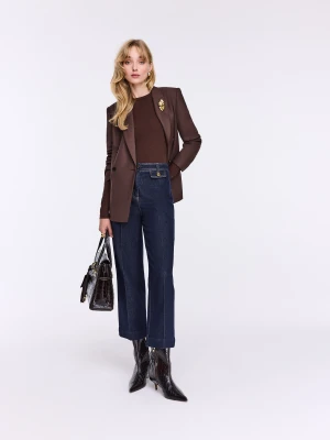 Granatowe jeansy ⅞ z wysokim stanem TARANKO