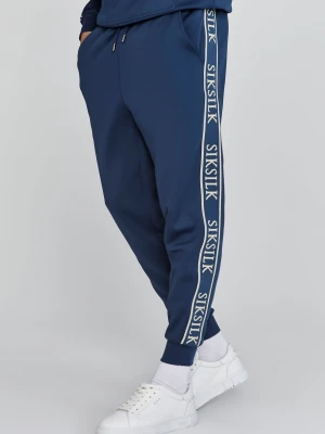 Granatowe joggery męskie typu muscle fit z taśmą SikSilk