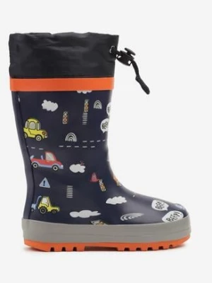 Granatowe Kalosze na Grubej Podeszwie z Cholewką ze Ściągaczem Redanisse bellamila