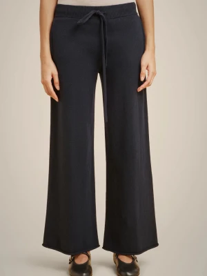 GRANATOWE KASZMIROWE SZEROKIE SPODNIE LIVIANA CONTI