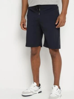 Granatowe Klasyczne Szorty z Wysokim Stanem Warrlea