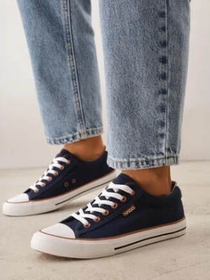 Granatowe Klasyczne Trampki do Kostki z Lamówką przy Podeszwie Kasiope vico