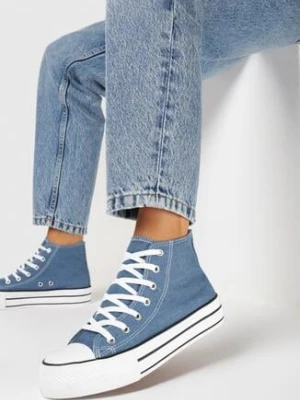 Granatowe Klasyczne Trampki za Kostkę Sateli