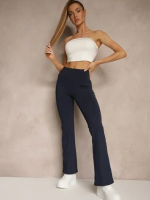 Granatowe Legginsy Dzwony High Waist Orruvana
