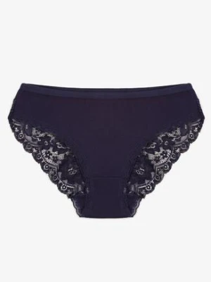 Granatowe Majtki Figi Zdobione Koronką Venissella