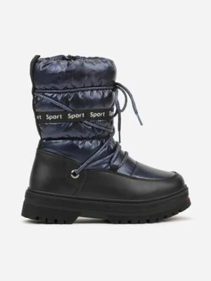 Granatowe Pikowane Śniegowce z Oryginalnym Wiązaniem Zetilde