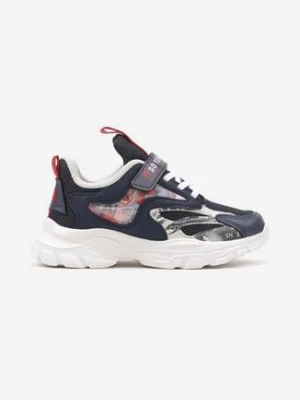 Granatowe Płaskie Buty Sportowe Sneakersy na Rzep ze Skórzaną Wkładką i Sznurówkami z Gumki Tiasta
