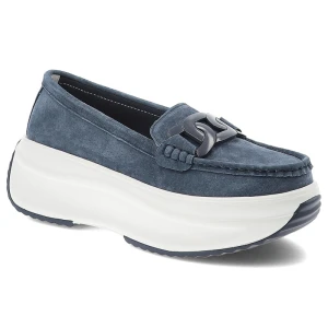 Granatowe Półbuty Filippo Wsuwane Buty Damskie Na Platformie