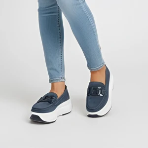 Granatowe Półbuty Filippo Wsuwane Buty Damskie Na Platformie