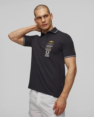 Granatowe Polo Męskie Aeronautica Militare