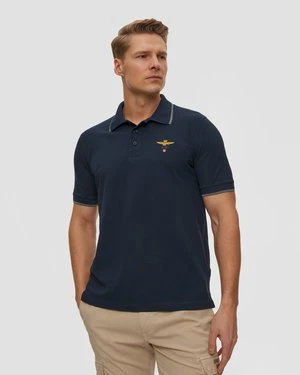Granatowe Polo Męskie Aeronautica Militare