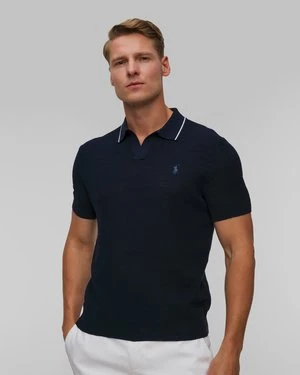 Granatowe Polo Z Lnem Męskie Polo Ralph Lauren