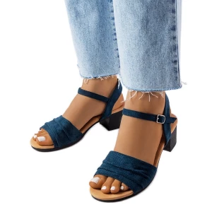 Granatowe sandały na niskim słupku Broom niebieskie Inna marka