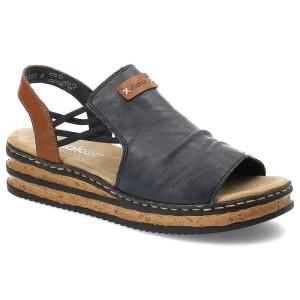 Granatowe Sandały Rieker Modne Obuwie Damskie