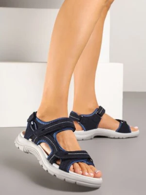 Granatowe Sandały Vices w Sportowym Stylu na Rzepy Finarielis