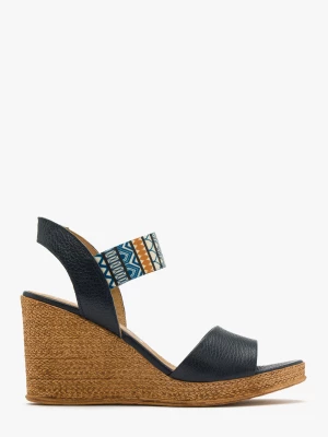 Granatowe sandały z kolorowym paskiem TARA Ryłko