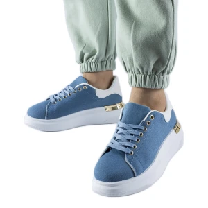 Granatowe sneakersy na platformie Scuderlando niebieskie Inna marka