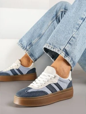 Granatowe Sneakersy Tenisówki na Kauczukowej Podeszwie Ardisora