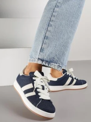 Granatowe Sneakersy z Ozdobnymi Paskami Doloreth