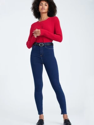 Granatowe spodnie damskie jeansowe z wysoki stanem Greenpoint