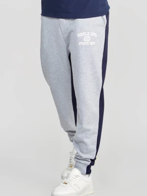 Granatowe spodnie dresowe męskie z kontrastem SikSilk